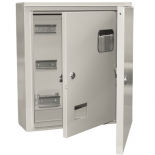 Щит металлический влагозащищенный IEK ЩУ 3/1-1 74 У1 IP54 на трехфазный счетчик с внутренней дверью